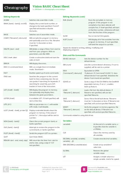 Vision BASIC Cheat Sheet