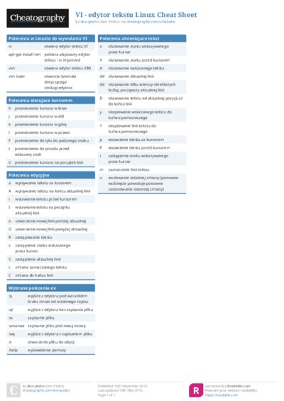VI - edytor tekstu Linux Cheat Sheet