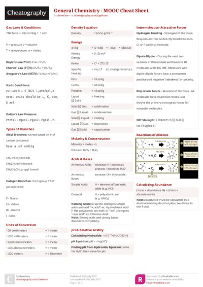General Chemistry - MOOC Cheat Sheet