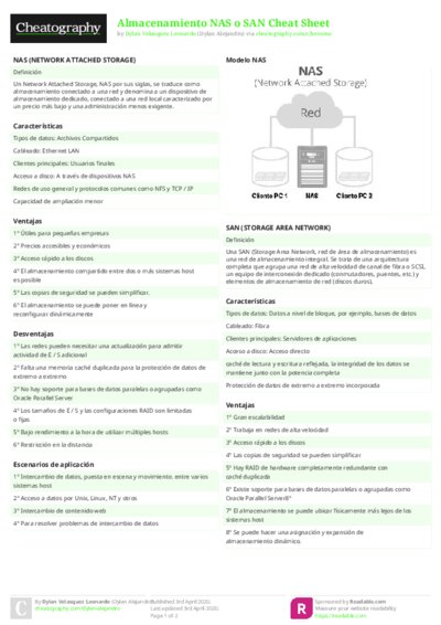 Almacenamiento NAS o SAN Cheat Sheet