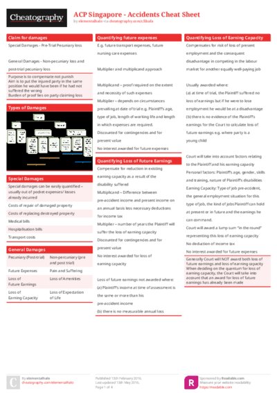 ACP Singapore - Accidents Cheat Sheet