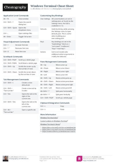 Windows Terminal Cheat Sheet