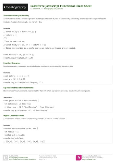 Salesforce Javascript Functional Cheat Sheet