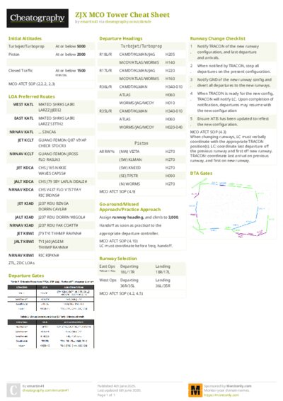 ZJX MCO Tower Cheat Sheet