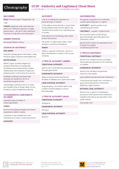 UCSP - Authority and Legitimacy Cheat Sheet