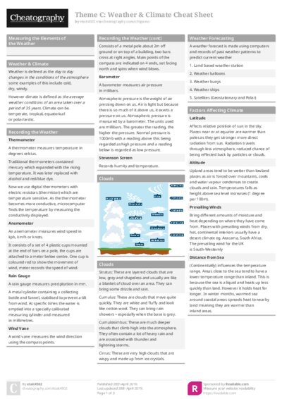 Theme C: Weather & Climate Cheat Sheet