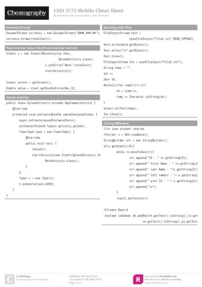 CSIS 3175 Mobile Cheat Sheet