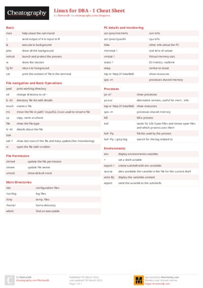 Linux for DBA - 1 Cheat Sheet
