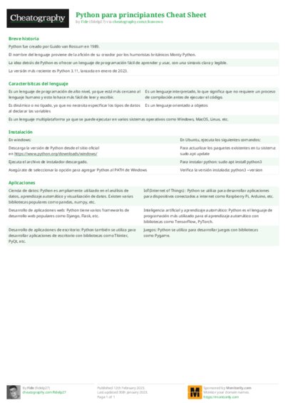 Python para principiantes Cheat Sheet