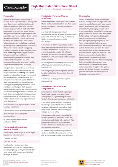 Fiqh Muamalat Fitri Cheat Sheet
