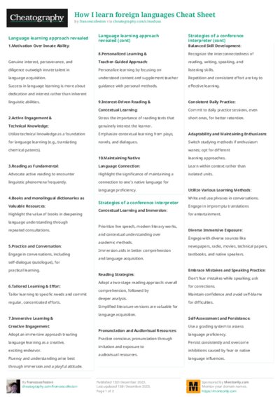 How I learn foreign languages Cheat Sheet