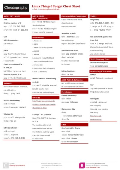 Linux Things I Forget Cheat Sheet