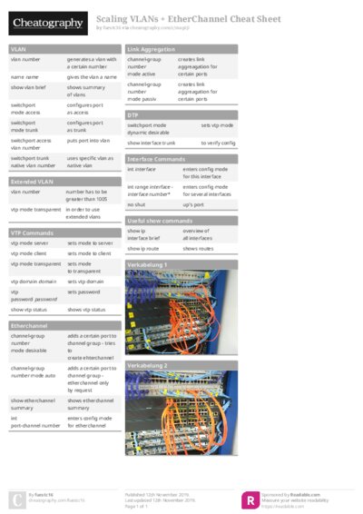 Scaling VLANs + EtherChannel Cheat Sheet