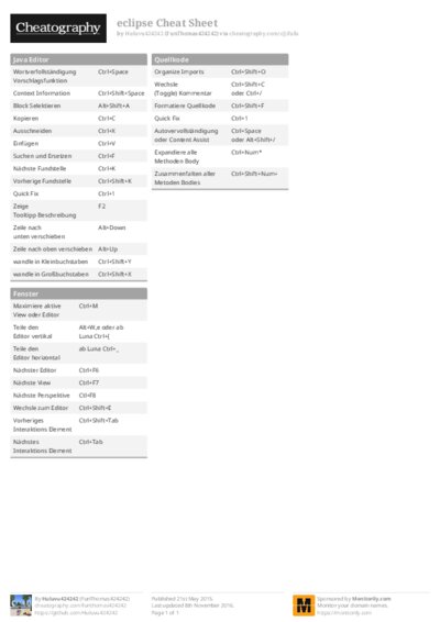 eclipse Cheat Sheet