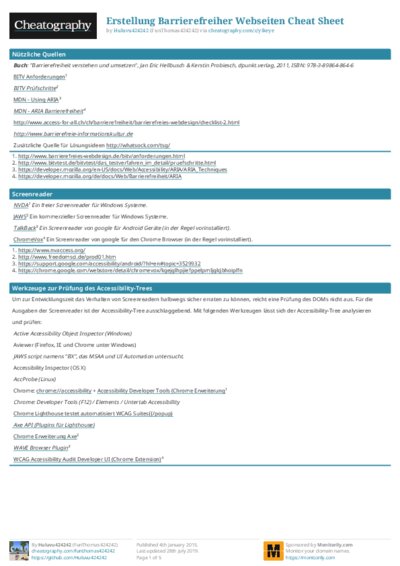 Erstellung Barrierefreiher Webseiten Cheat Sheet