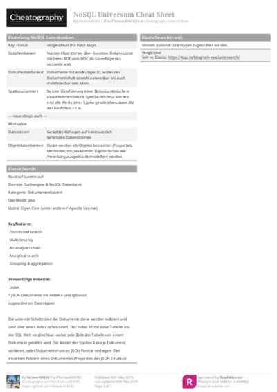 NoSQL Universum Cheat Sheet