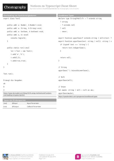 Notizen zu Typescript Cheat Sheet