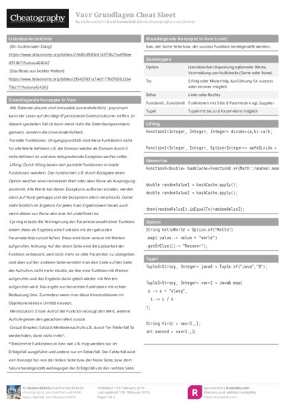 Vavr Grundlagen Cheat Sheet