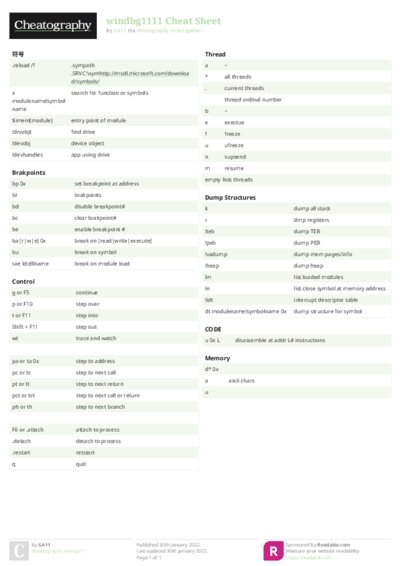 windbg1111 Cheat Sheet