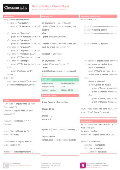 Gam's Python Cheat Sheet