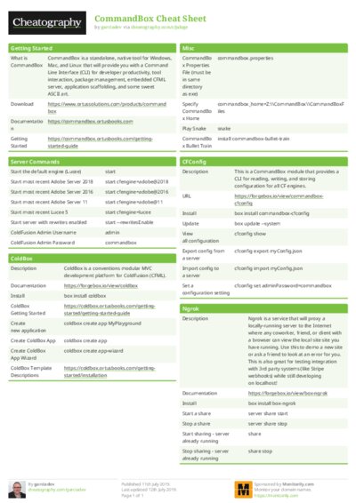 CommandBox Cheat Sheet