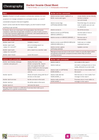 Docker Swarm Cheat Sheet