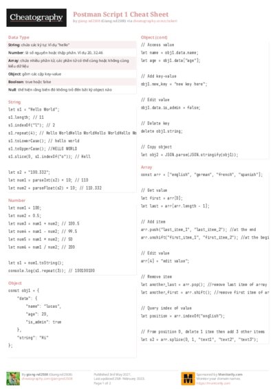 Postman Script 1 Cheat Sheet