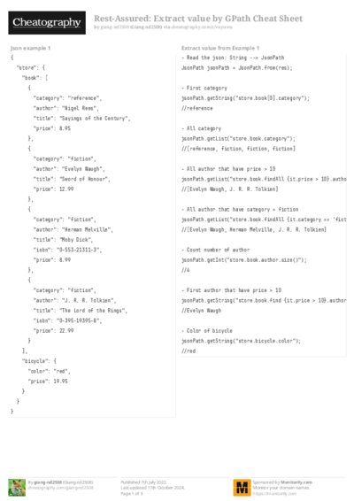 Rest-Assured: Extract value by GPath Cheat Sheet