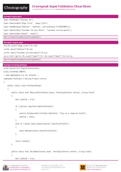 Crownpeak Input Validation Cheat Sheet