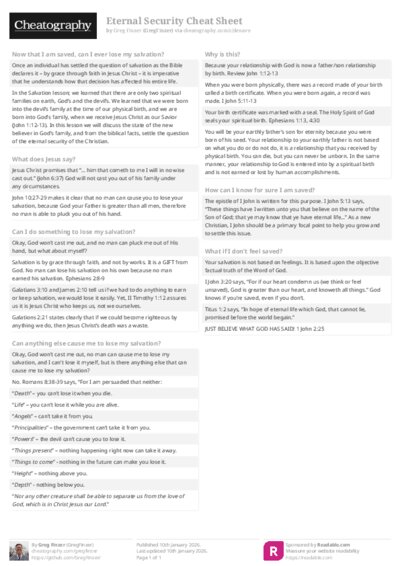 Eternal Security Cheat Sheet