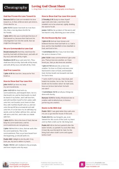 Loving God Cheat Sheet