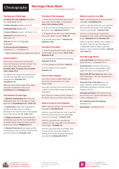 Marriage Cheat Sheet