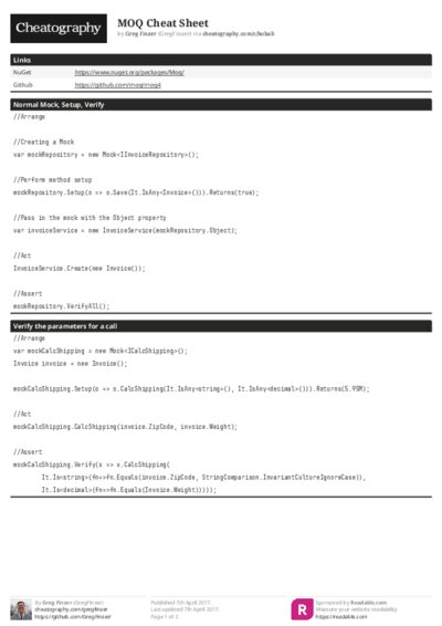 MOQ Cheat Sheet