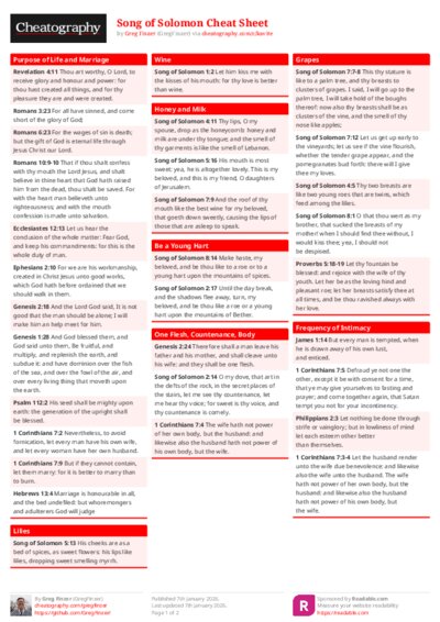 Song of Solomon Cheat Sheet