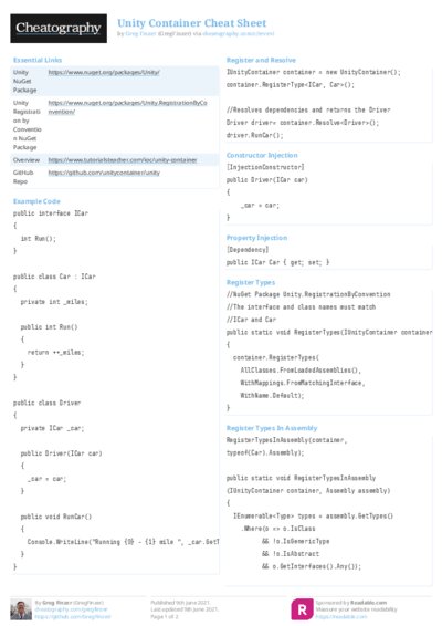 Unity Container Cheat Sheet