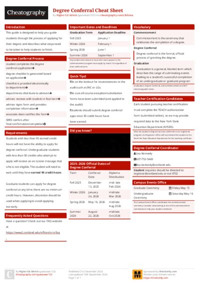 Degree Conferral Cheat Sheet