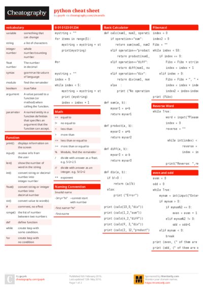 python cheat sheet