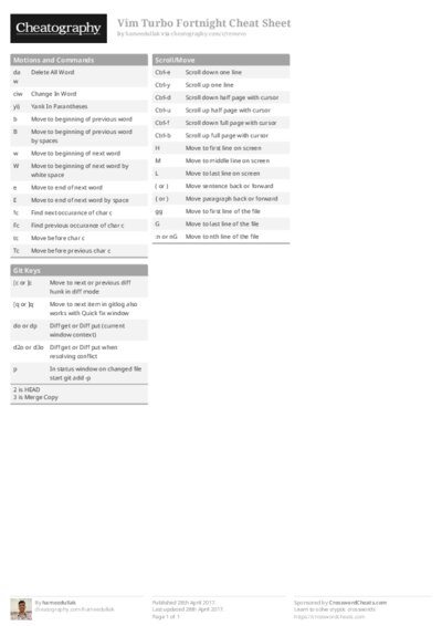 Vim Turbo Fortnight Cheat Sheet
