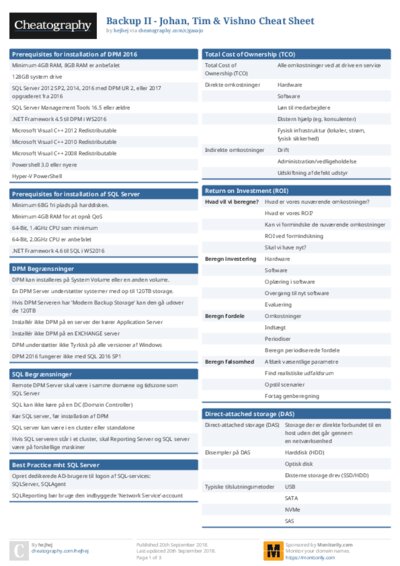 Backup II - Johan, Tim & Vishno Cheat Sheet