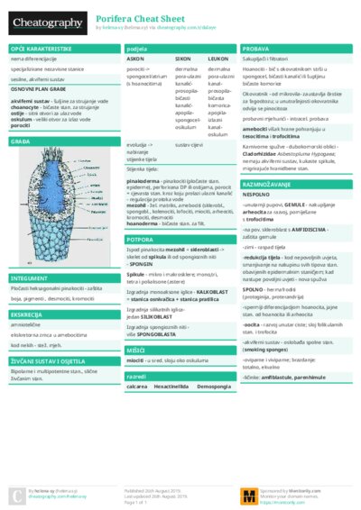 Porifera Cheat Sheet