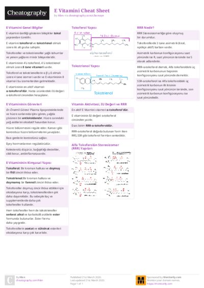 E Vitamini Cheat Sheet