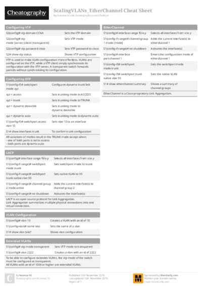 ScalingVLANs_EtherChannel Cheat Sheet