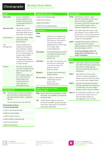 Backup Cheat Sheet