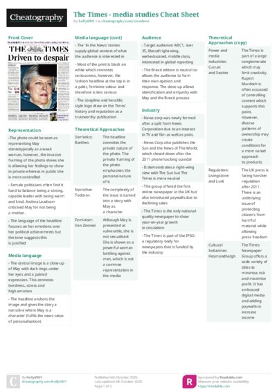 The Times - media studies Cheat Sheet