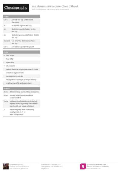 maximum-awesome Cheat Sheet