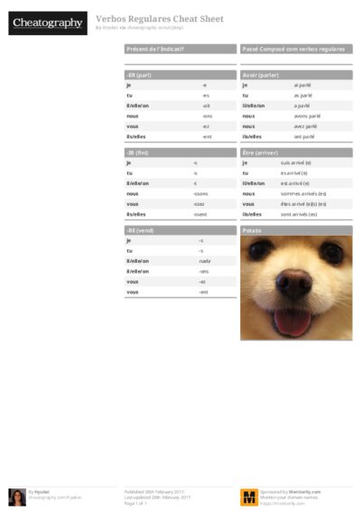 Verbos Regulares Cheat Sheet
