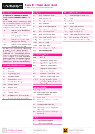 Sonic Pi Official Cheat Sheet