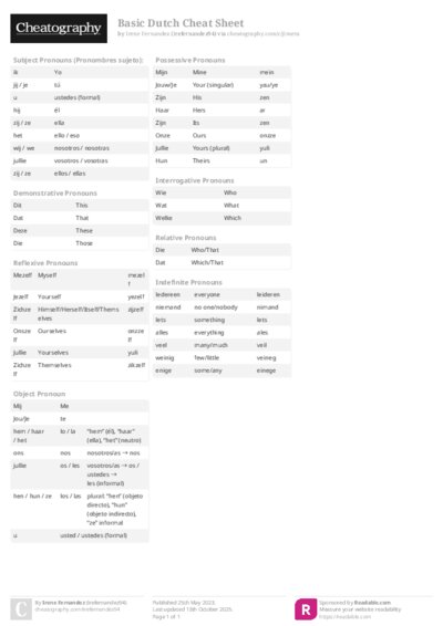 Basic Dutch Cheat Sheet