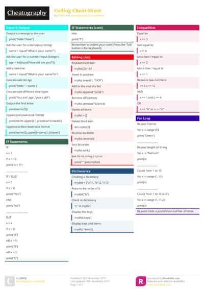 Coding Cheat Sheet
