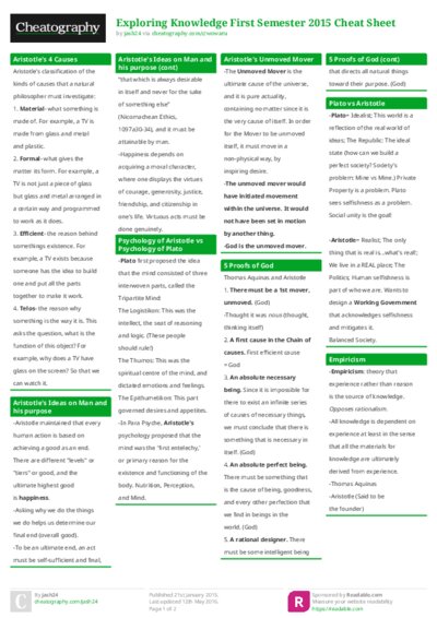 Exploring Knowledge First Semester 2015 Cheat Sheet